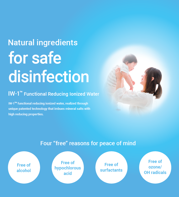 Natural ingredients for safe disinfection IW-1 Functional Reducing Ionized Water